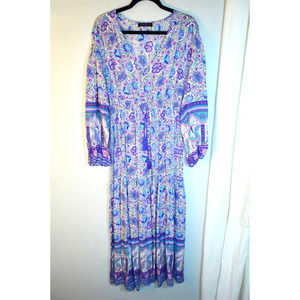 Few Moda Floral Purple BoHo Maxi Dress Size Small